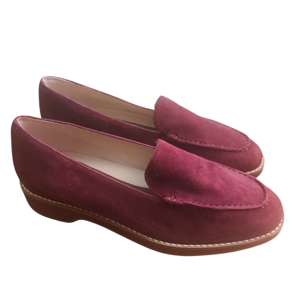 Cole Haan Go-To Suede Leather Slip On Loafers Women's Size 5.5 Burgundy New - Picture 2 of 7
